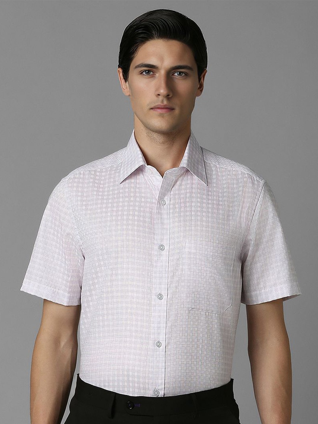 

Louis Philippe Men Micro Checked Pure Cotton Formal Classic Fit Shirt, White