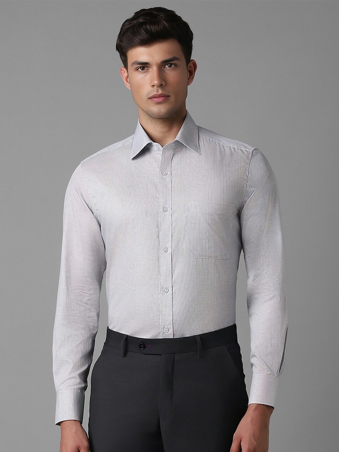 

Louis Philippe Men Textured Pure Cotton Formal Shirt, Grey