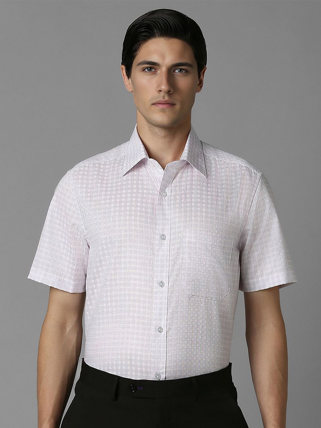 

Louis Philippe Men Micro Checked Pure Cotton Formal Classic Fit Shirt, White