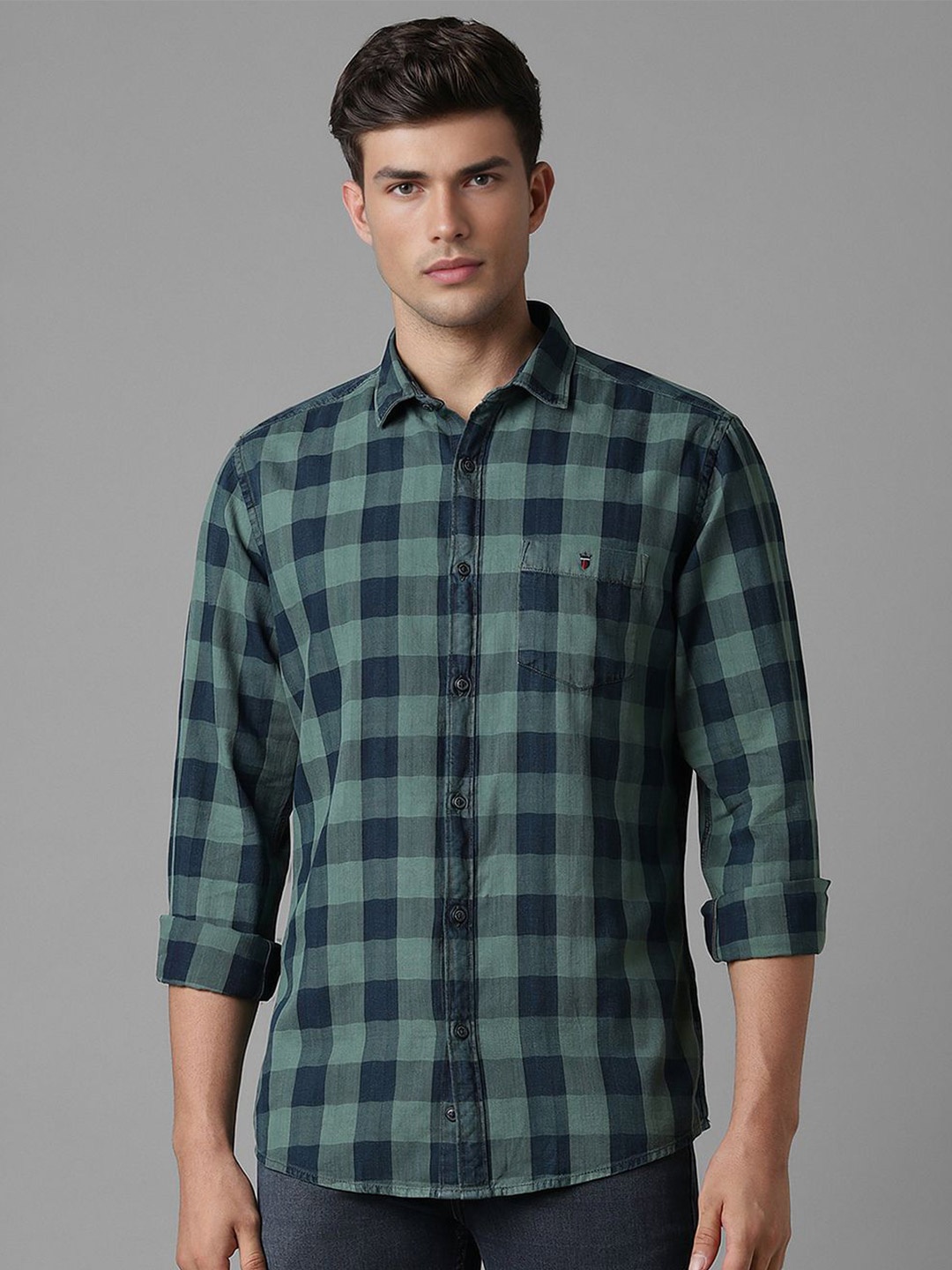 

Louis Philippe Jeans Men Slim Fit Buffalo Checks Opaque Checked Casual Shirt, Multi