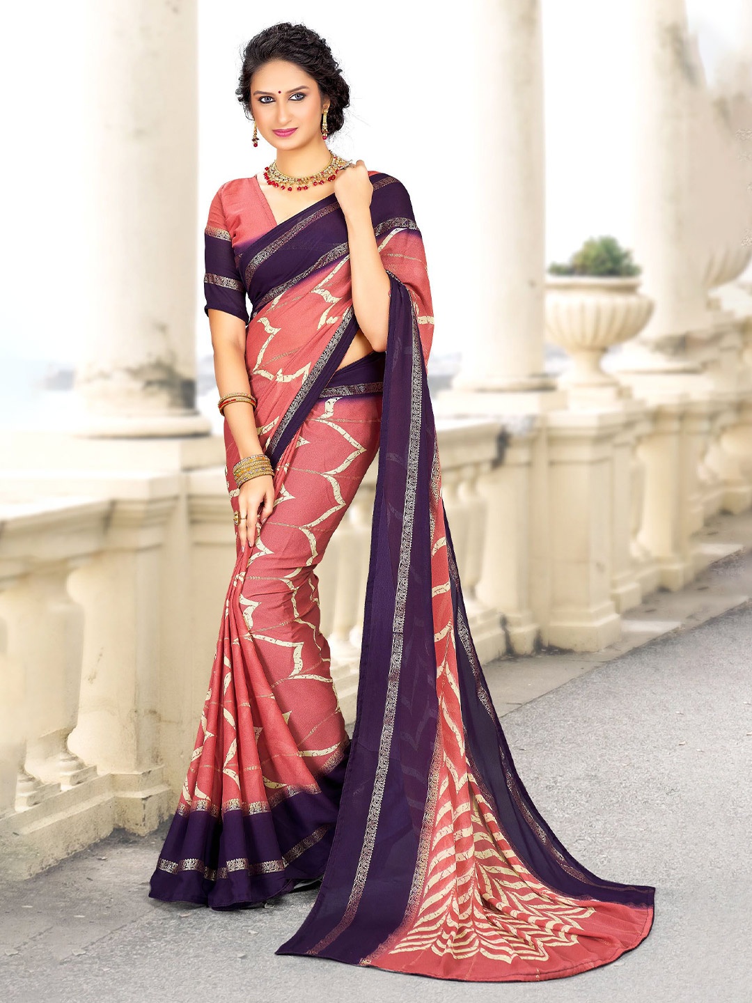 

Panzora Zari Saree, Peach