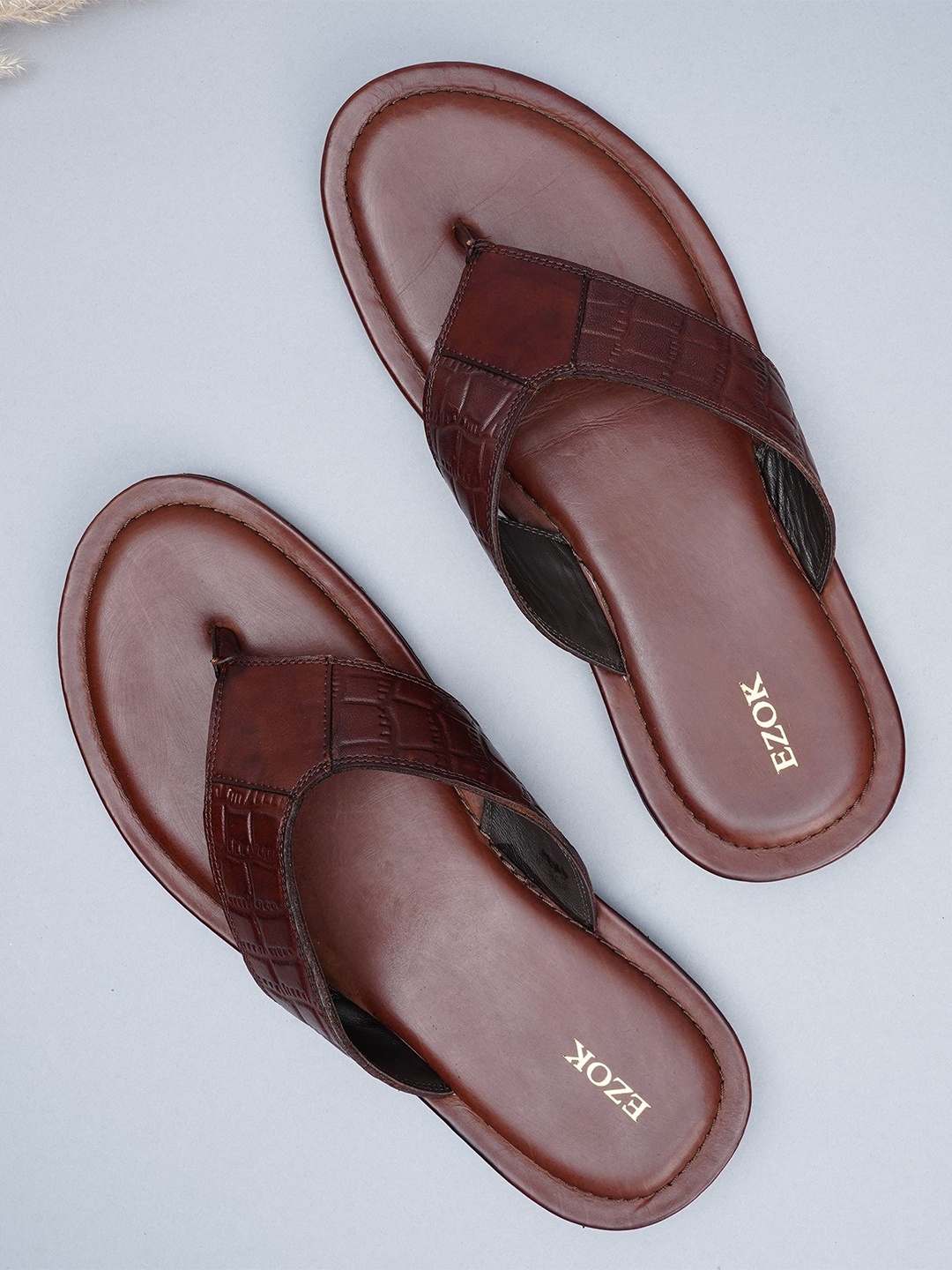 

EZOK Men Leather Comfort Sandals, Brown