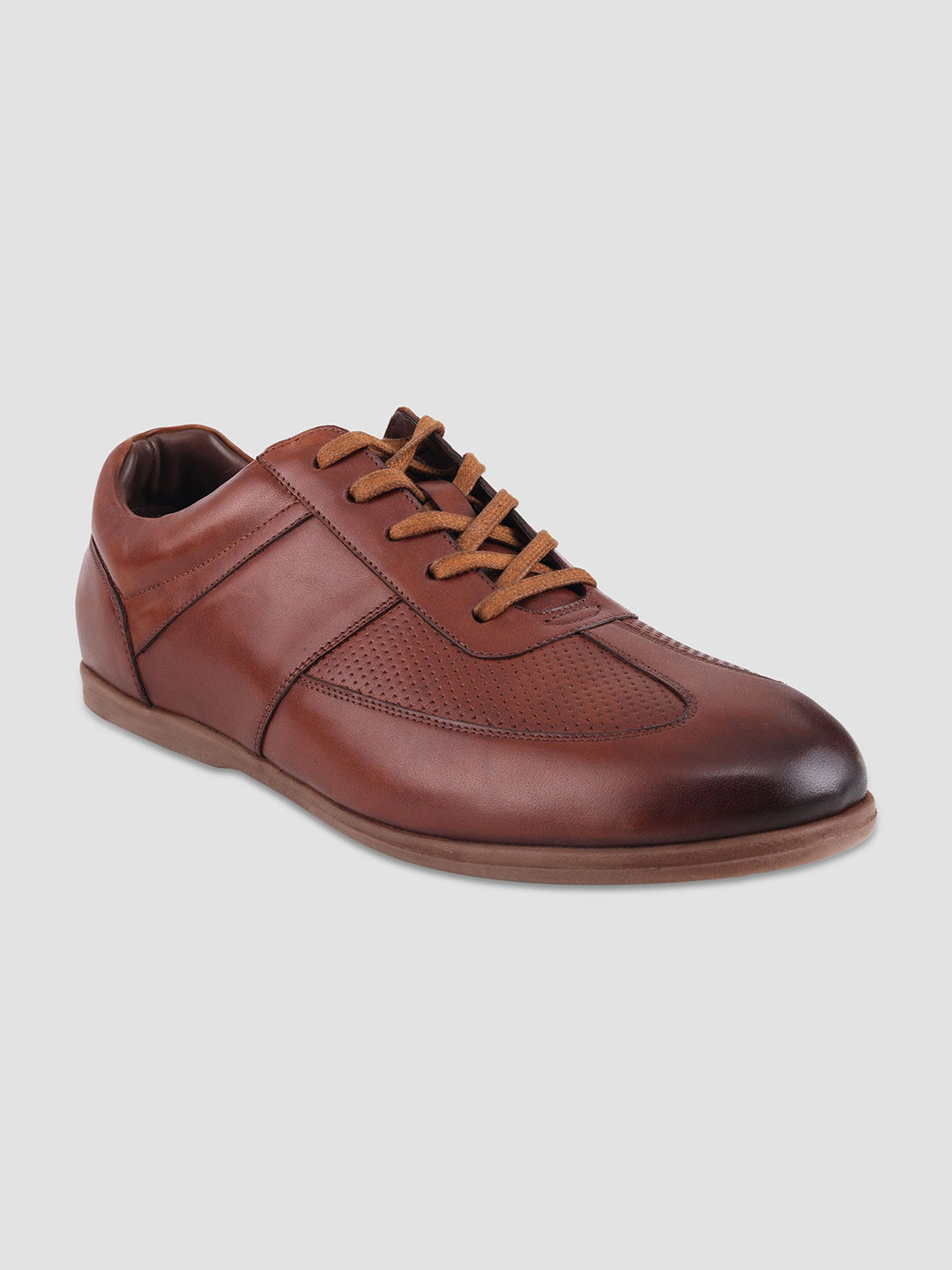 

EZOK Men Round Toe Leather Sneakers, Tan