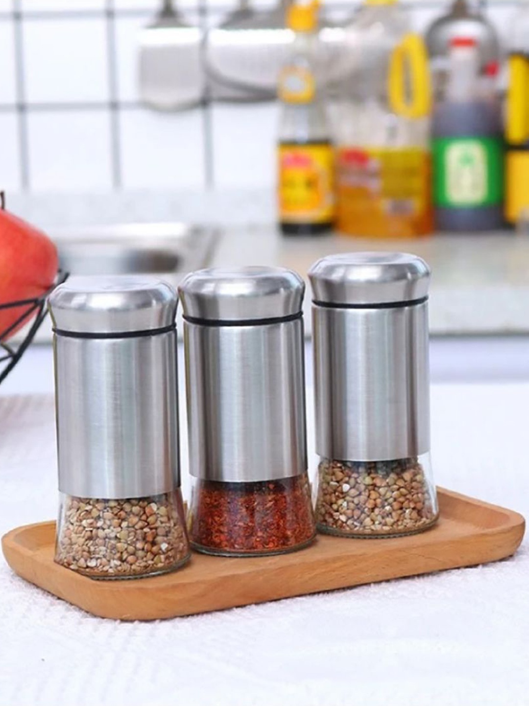 

P-Plus International Transparent Glass Salt Sprinkler for Dining Table-180ml Each