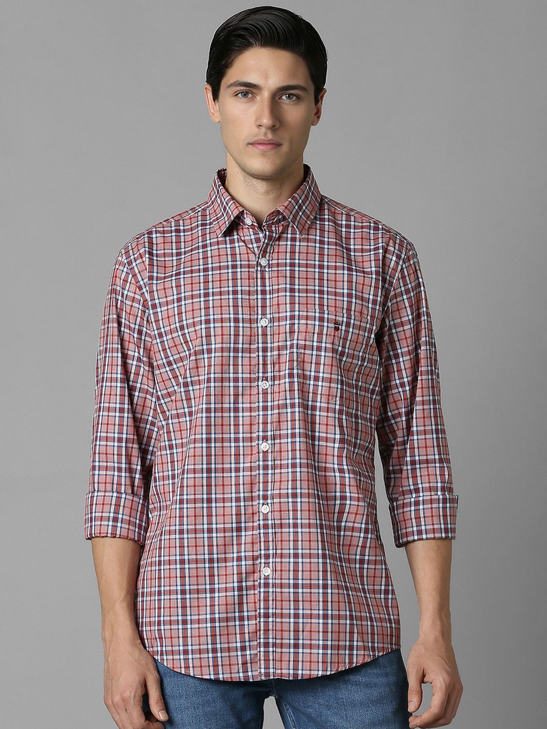 

Louis Philippe Sport Men Tartan Checks Slim Fit Casual Shirt, Red