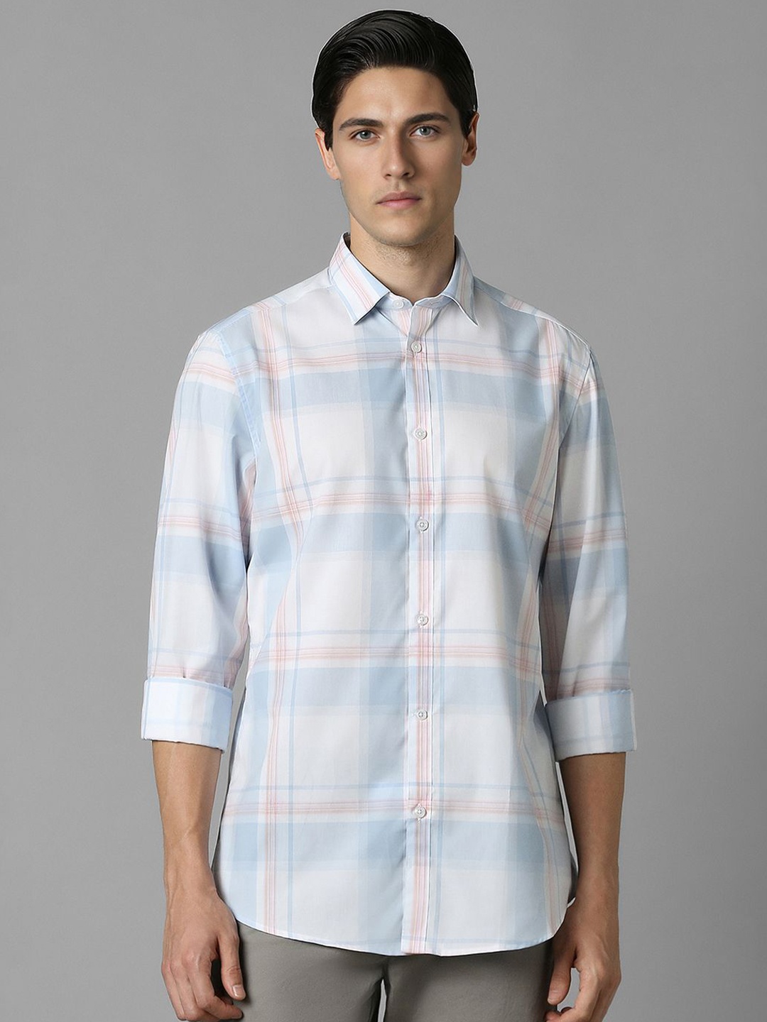 

Louis Philippe Sport Men Tartan Checked Pure Cotton Casual Shirt, White