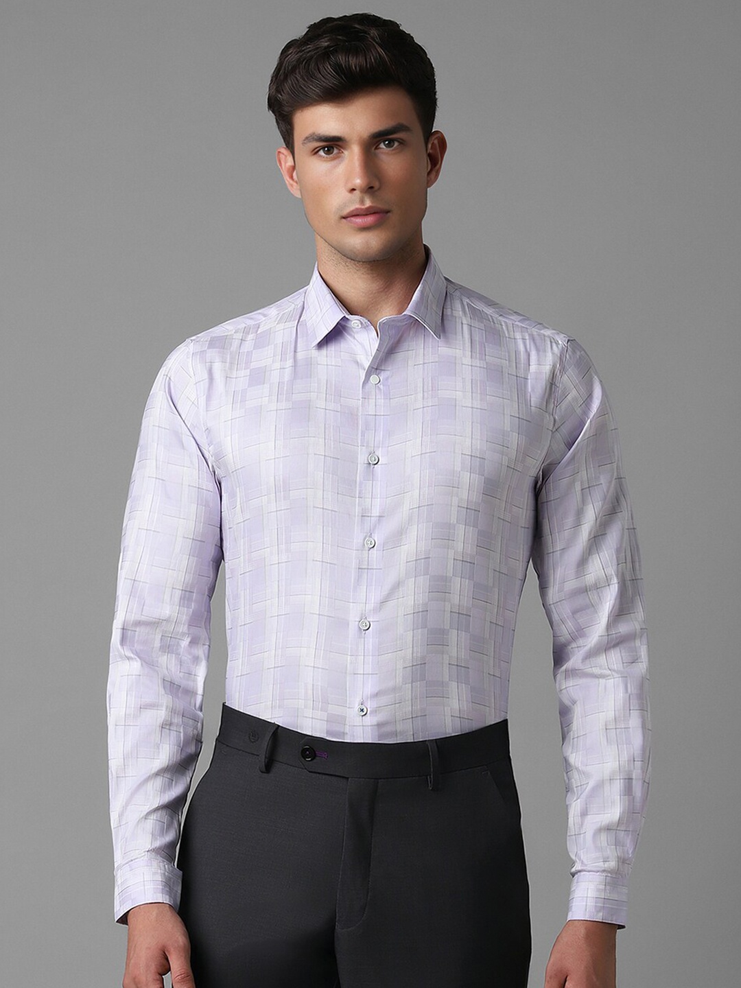 

Louis Philippe Sport Men Checked Slim Fit Casual Shirt, Purple