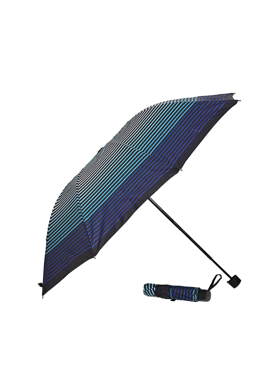

LOOM LEGACY Manual 3 Fold Striped Umbrellas, Turquoise blue