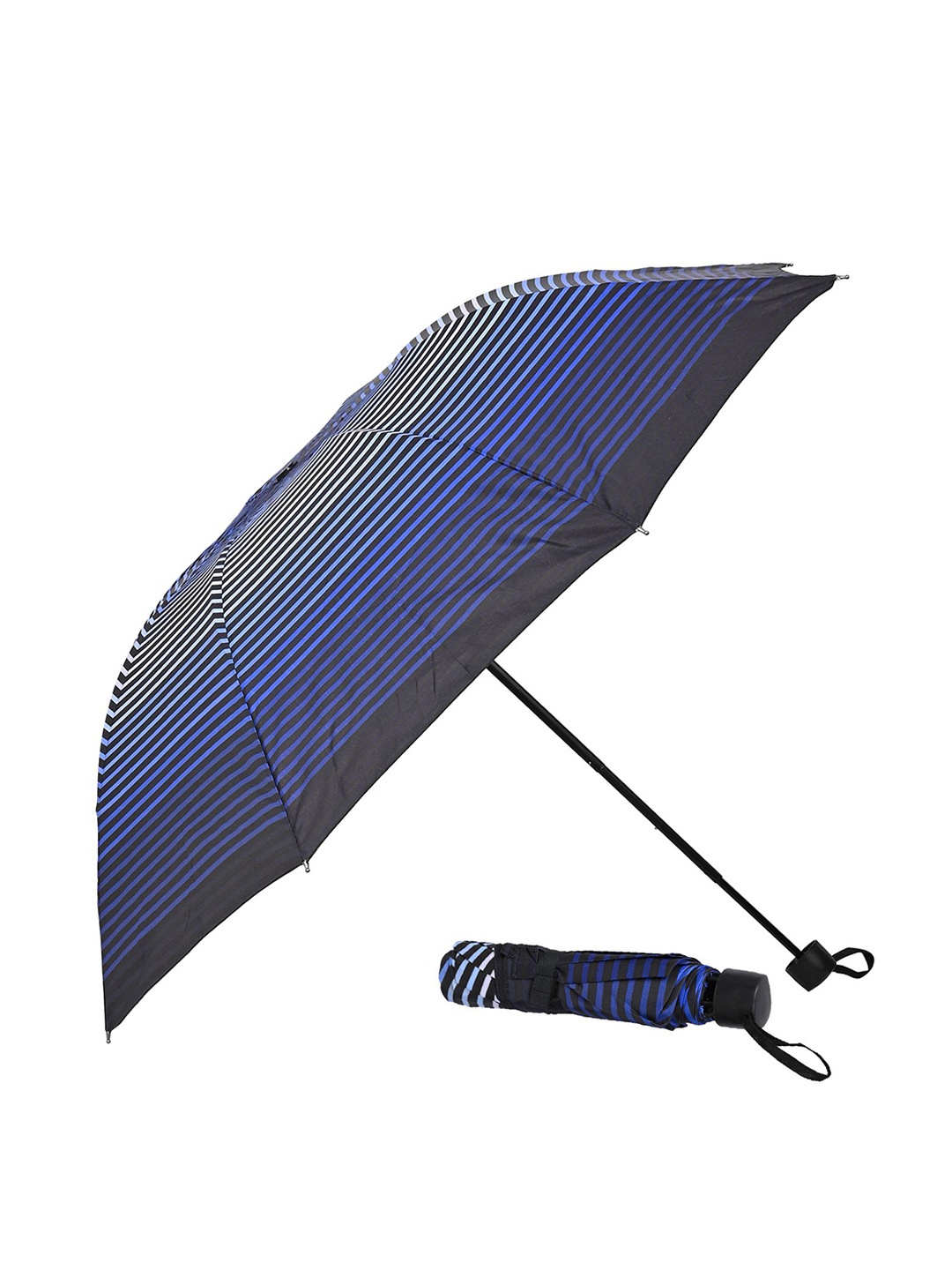 

LOOM LEGACY Manual 3 Fold Striped Umbrella, Blue