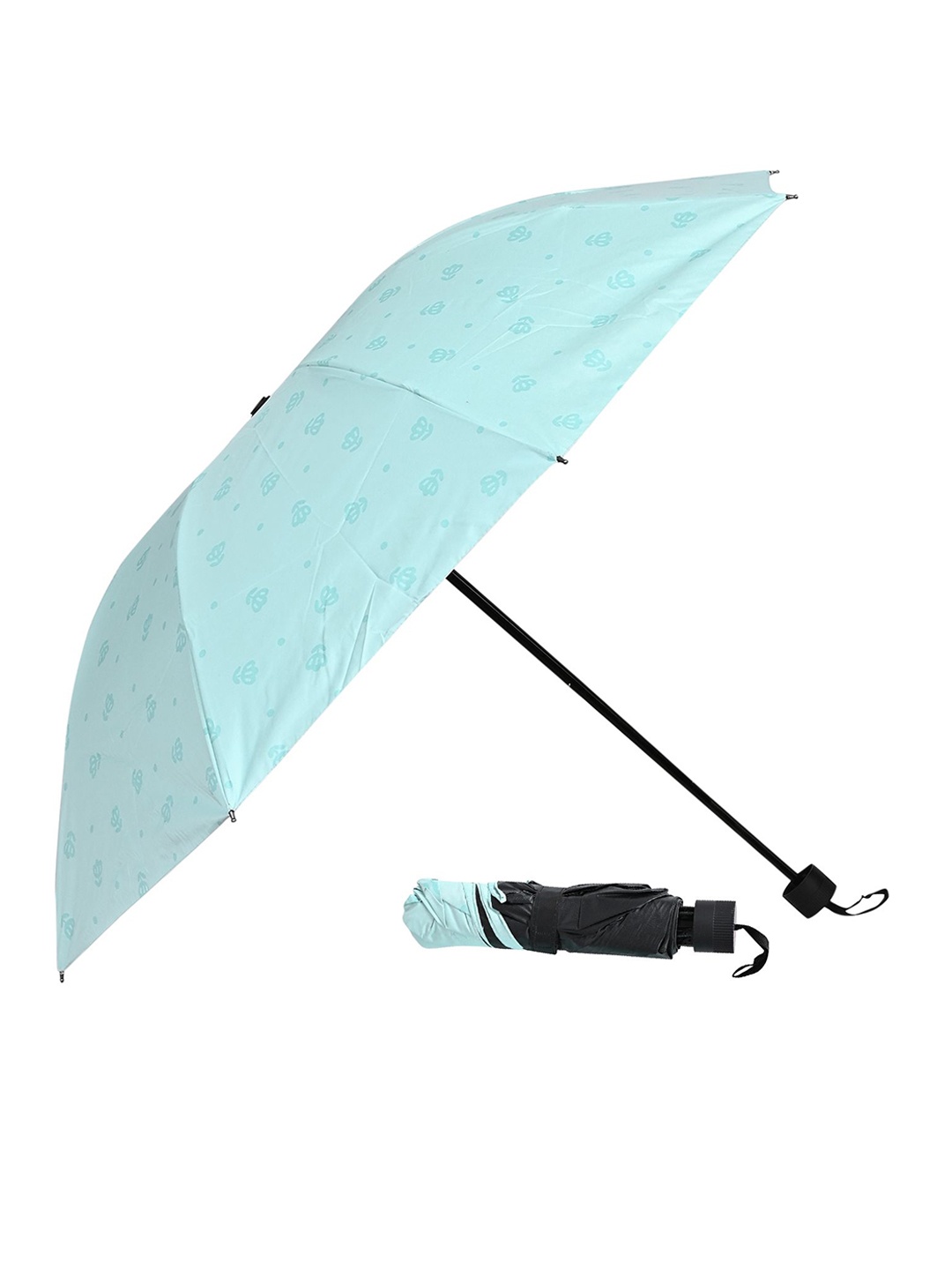 

LOOM LEGACY Printed Manual 3 Fold Floral Umbrellas, Turquoise blue