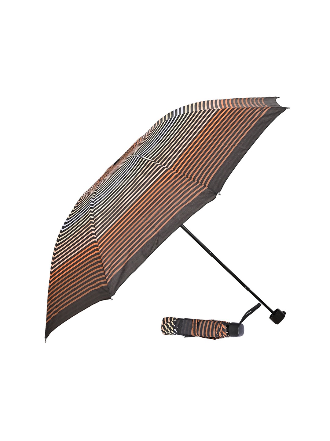 

LOOM LEGACY Manual 3 Fold Striped Umbrellas, Brown