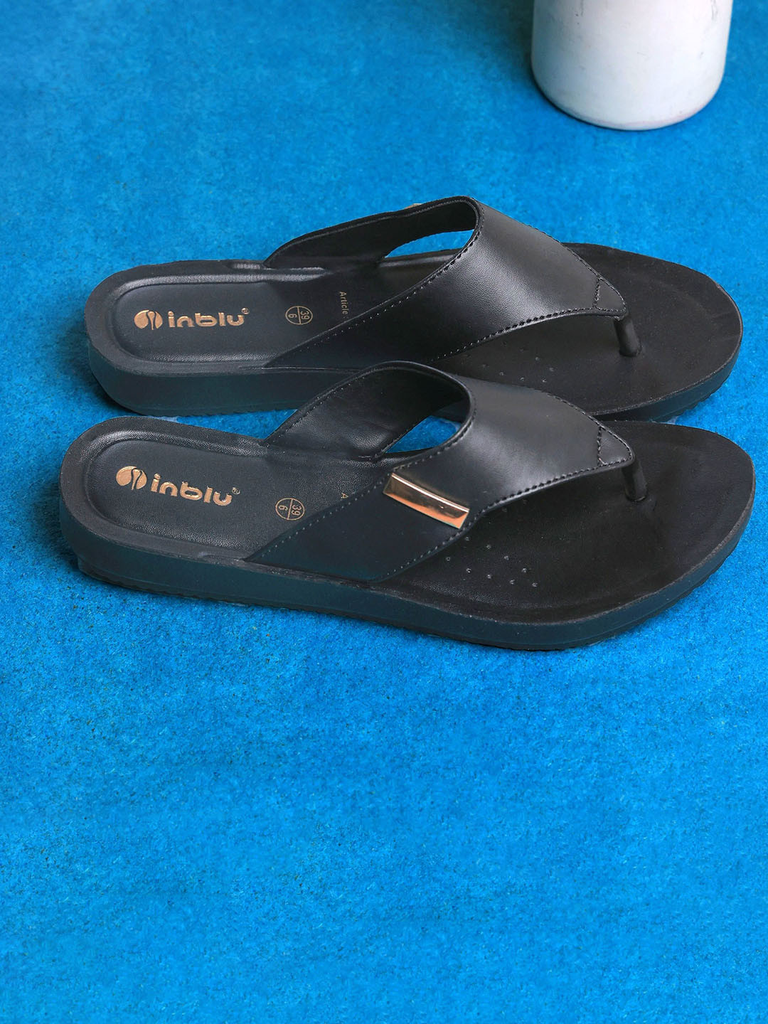 

Inblu Women T-Strap Flats, Black