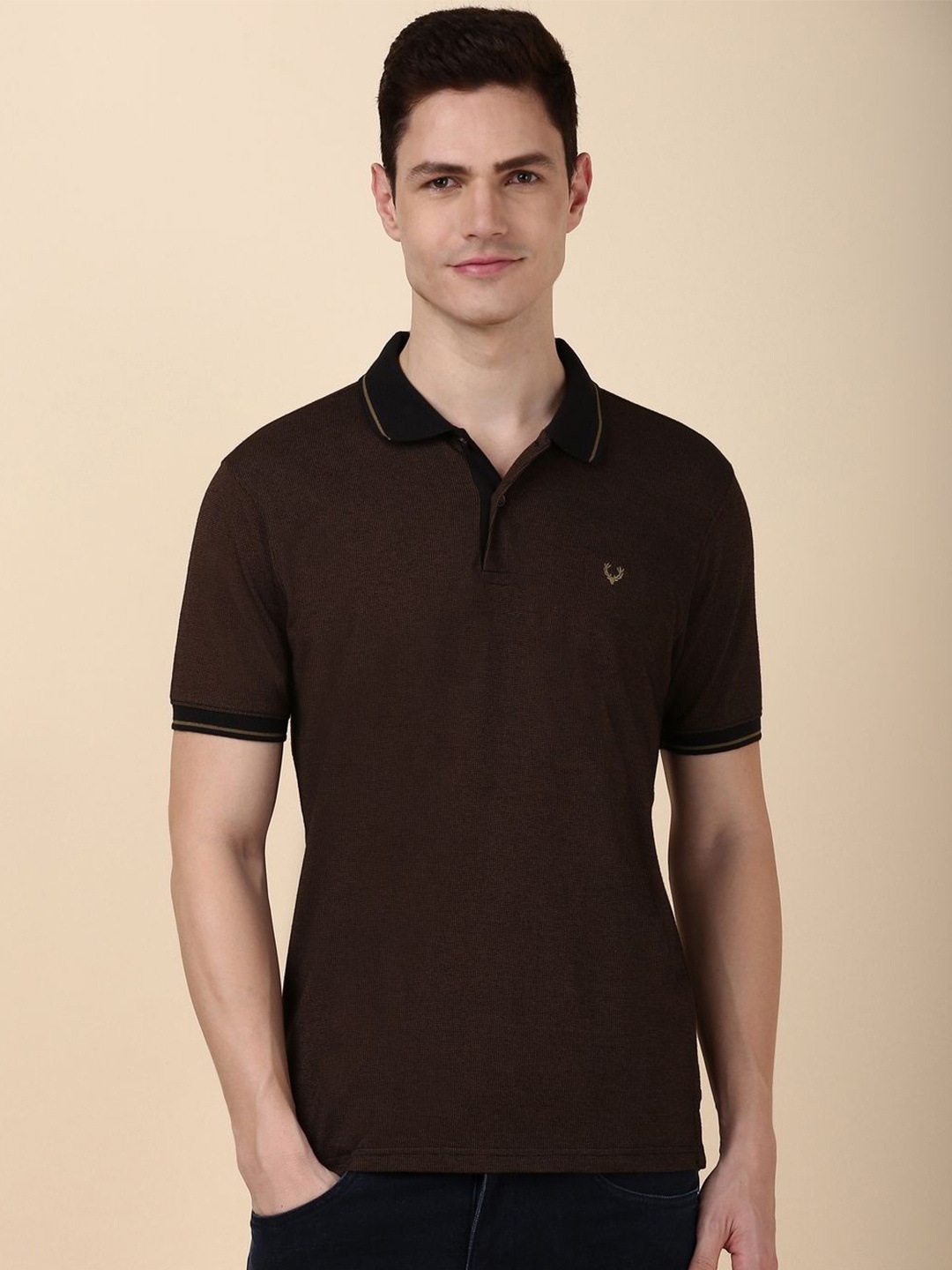 

Allen Solly Men Solid Polo Collar T-shirt, Brown