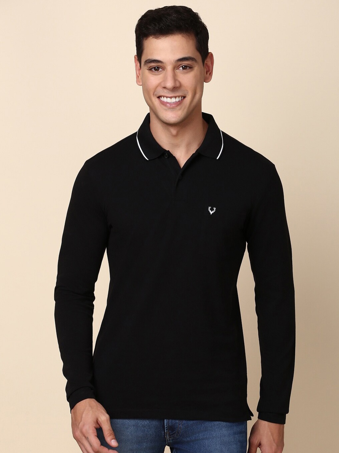 

Allen Solly Men Solid Polo Collar T-shirt, Black