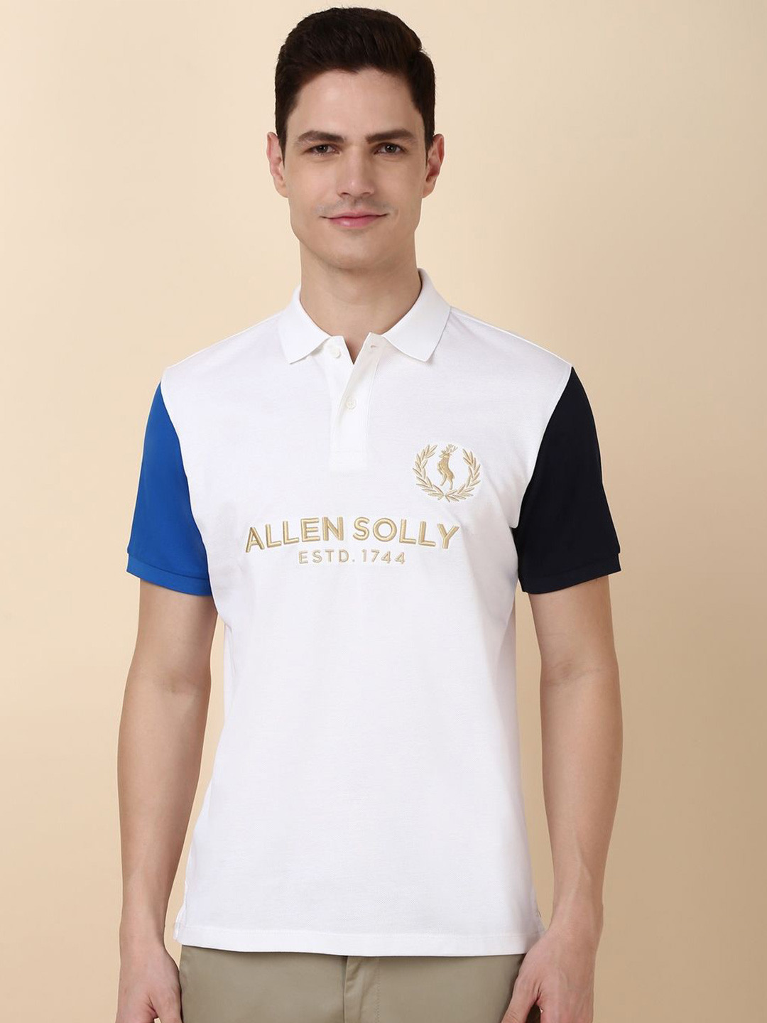 

Allen Solly Men Typography Printed Polo Collar T-shirt, White