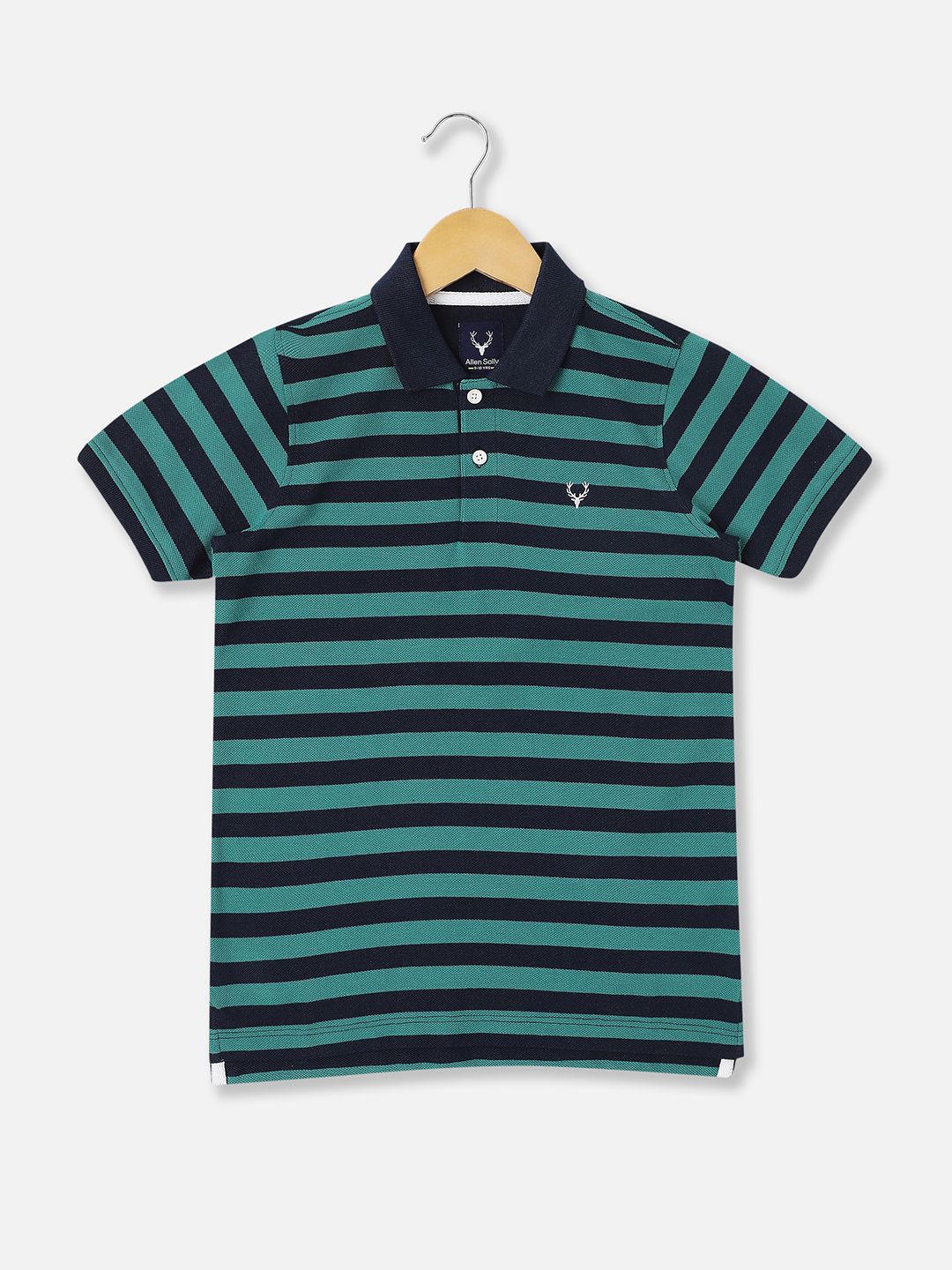 

Allen Solly Junior Boys Striped Polo Collar T-shirt, Navy blue