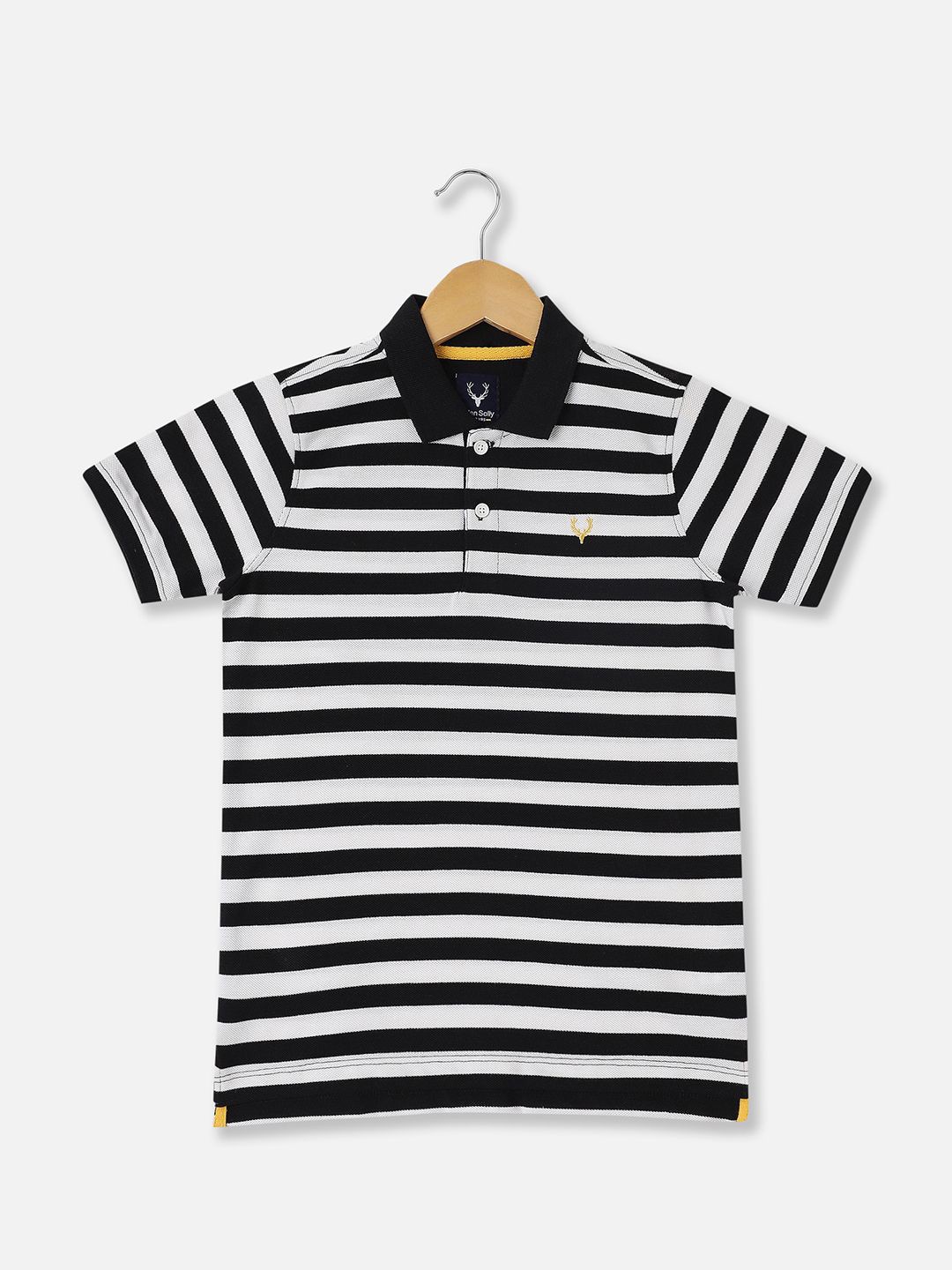 

Allen Solly Junior Boys Monochrome Striped Polo Collar T-shirt, Black