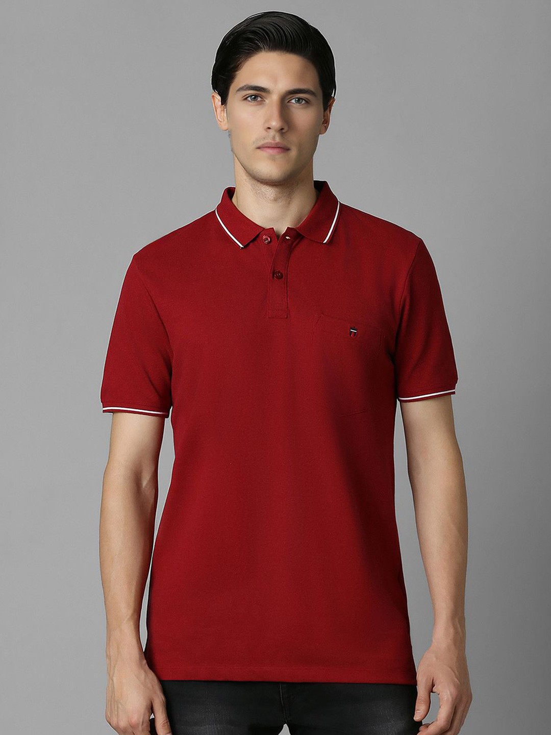 

Louis Philippe Jeans Men Polo Collar Slim Fit T-shirt, Red