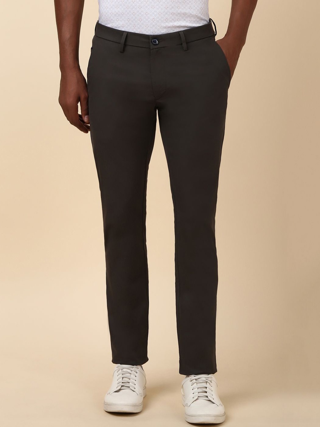 

Allen Solly Men Mid-Rise Slim Fit Trousers, Grey