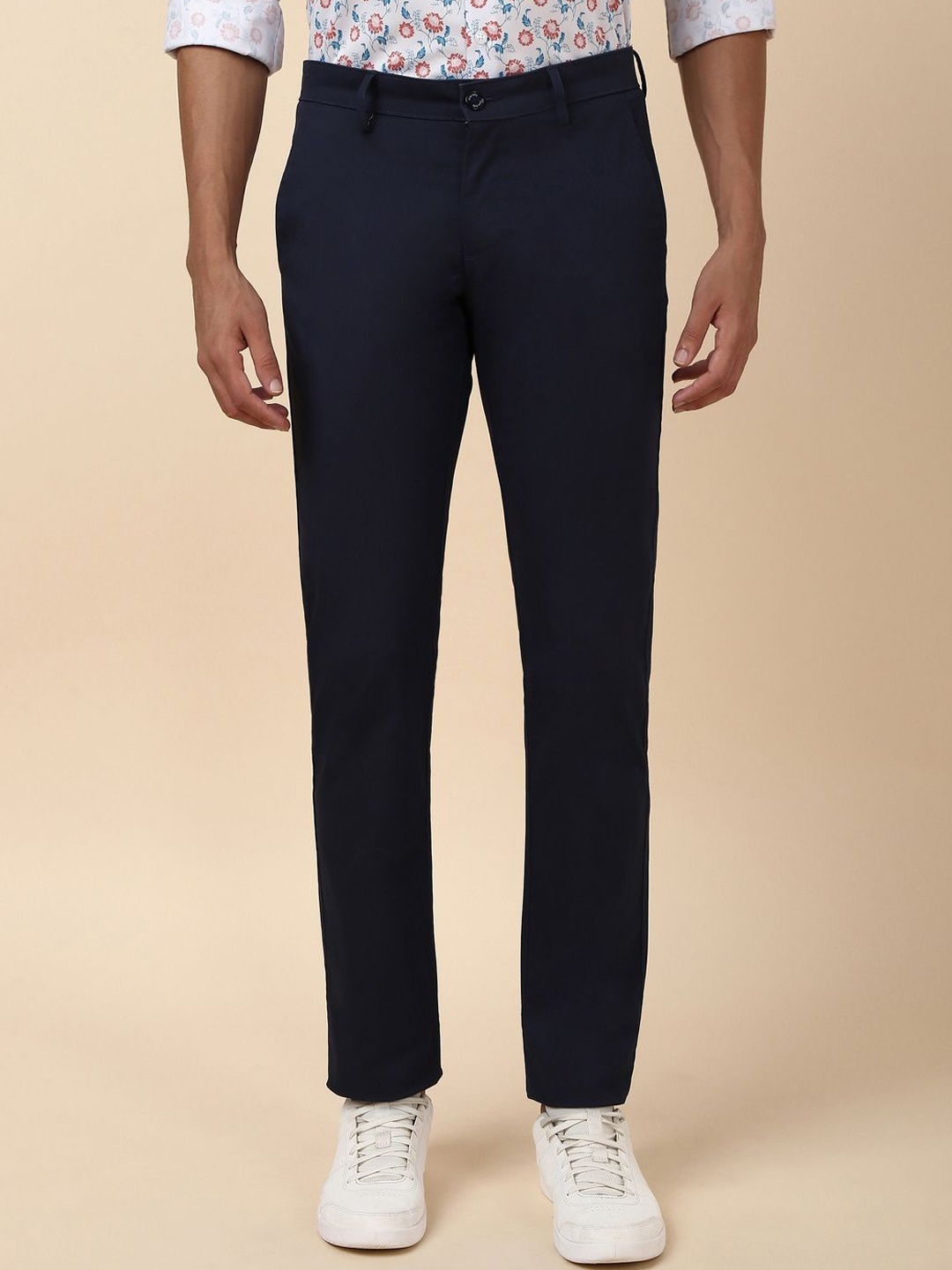 

Allen Solly Men Mid-Rise Slim Fit Trousers, Navy blue