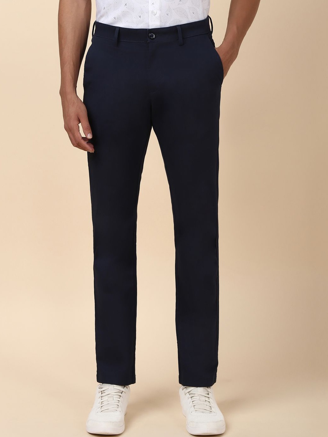 

Allen Solly Men Mid-Rise Regular Fit Trousers, Navy blue