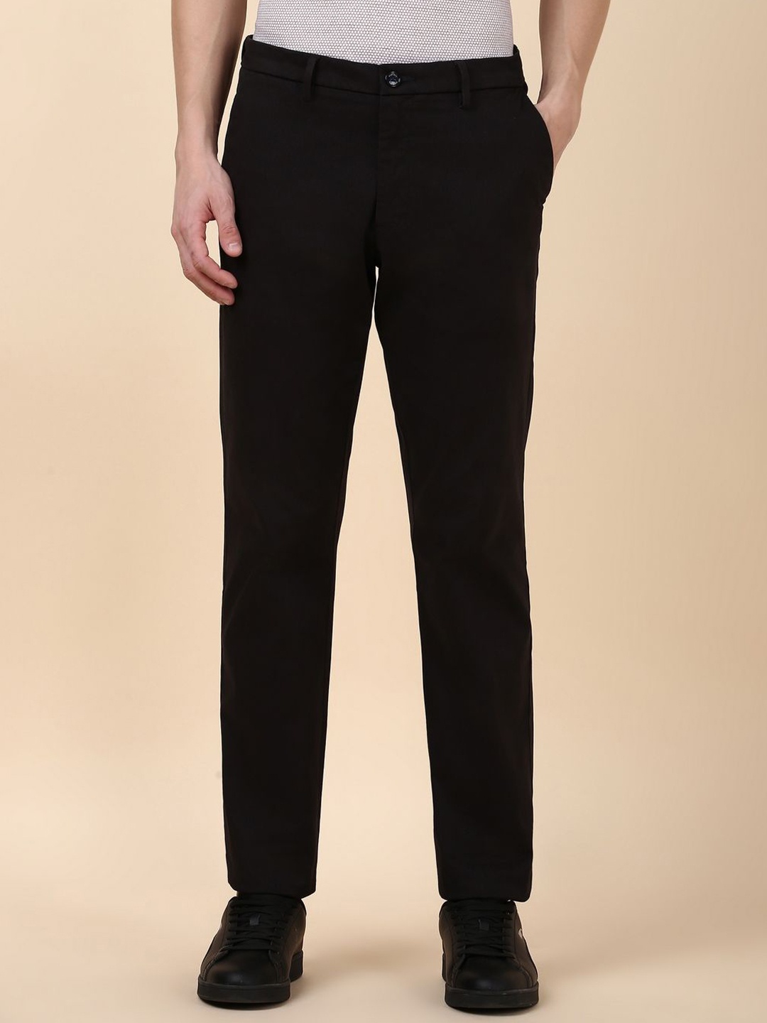 

Allen Solly Men Mid-Rise Regular Trousers, Black