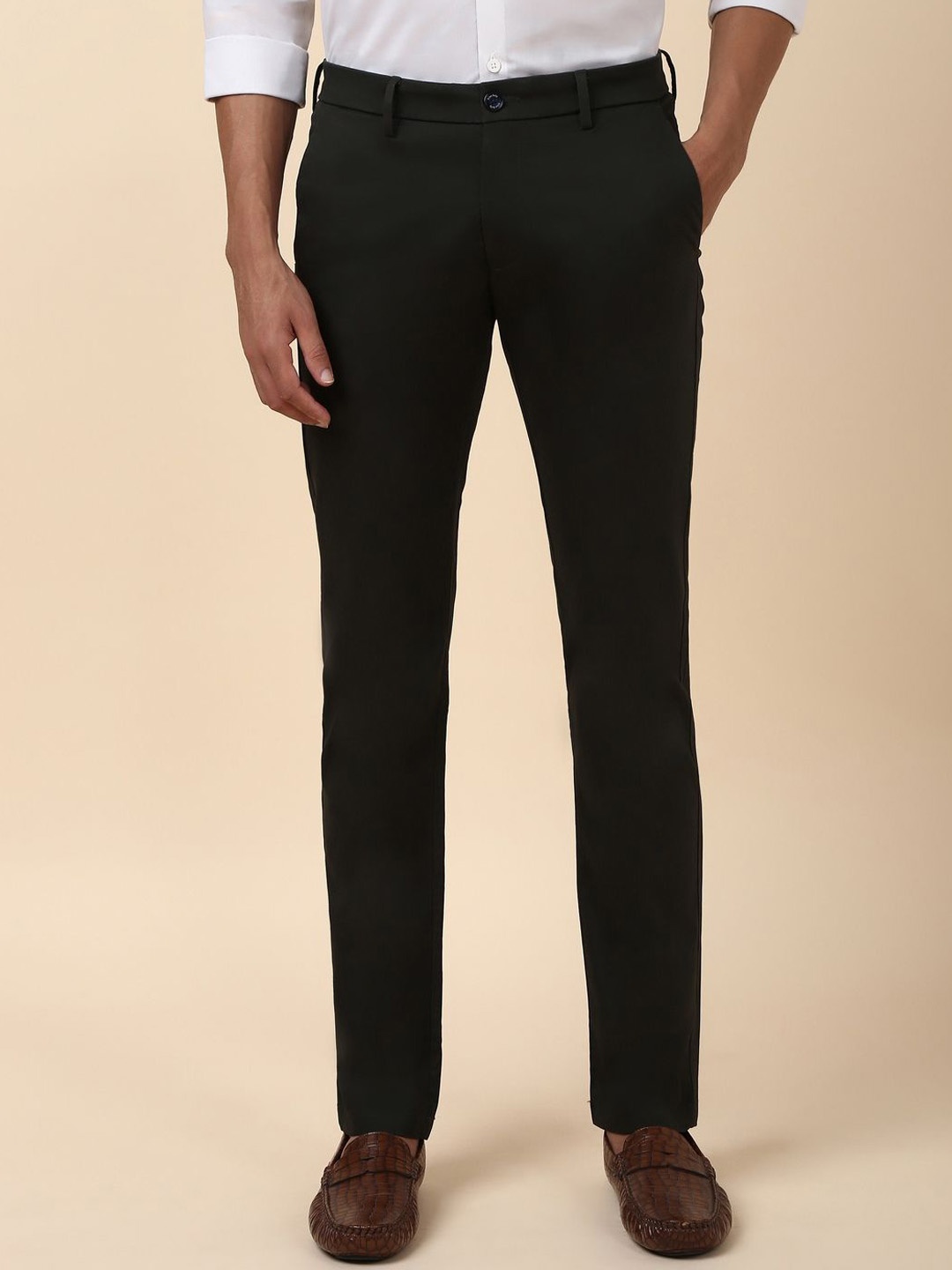 

Allen Solly Men Mid-Rise Slim Fit Trousers, Black