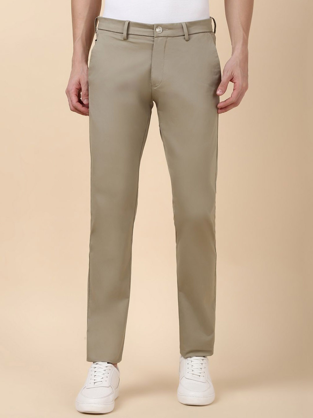 

Allen Solly Men Slim Fit Trousers, Khaki
