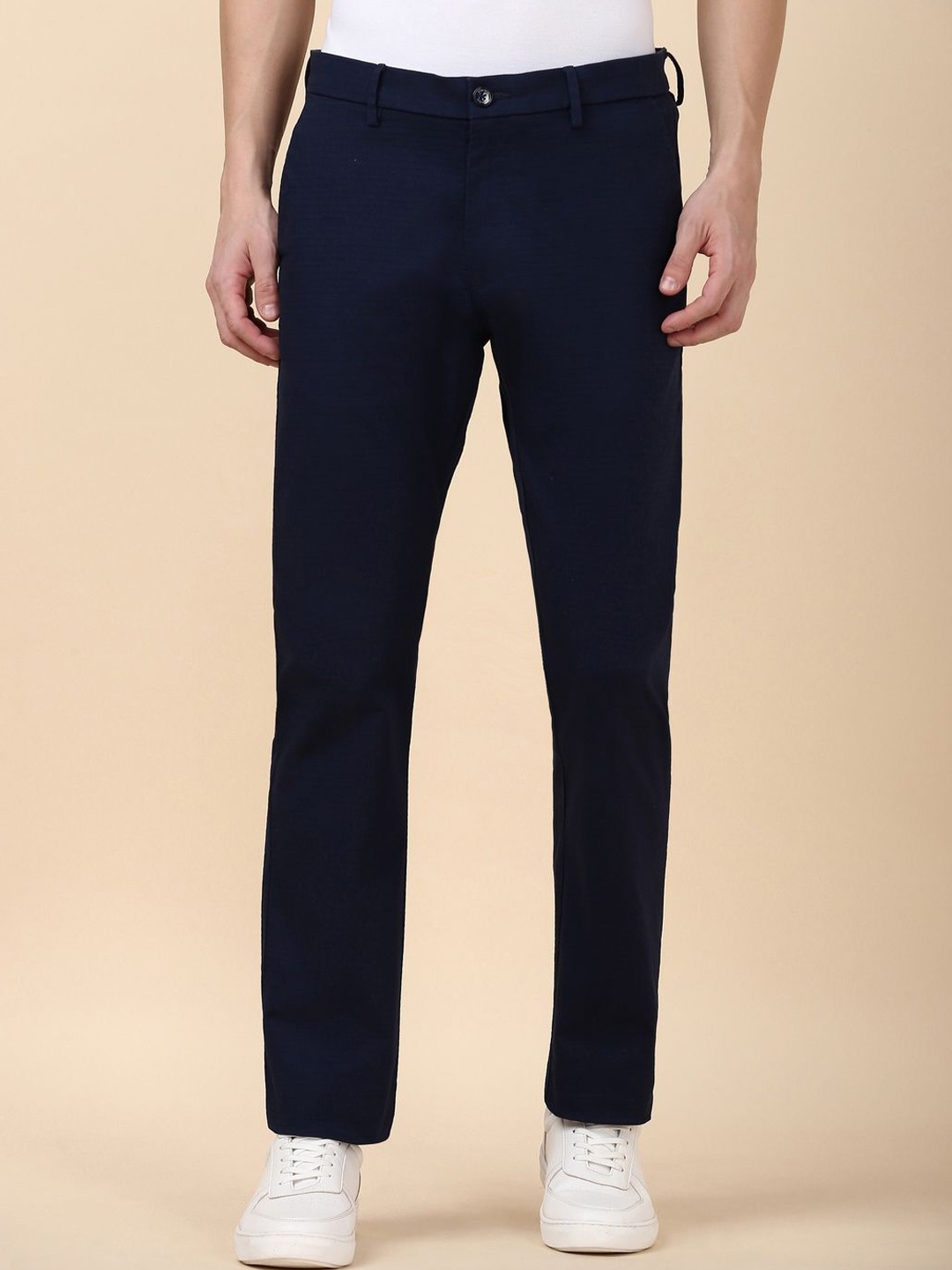 

Allen Solly Men Mid-Rise Regular Fit Trousers, Navy blue