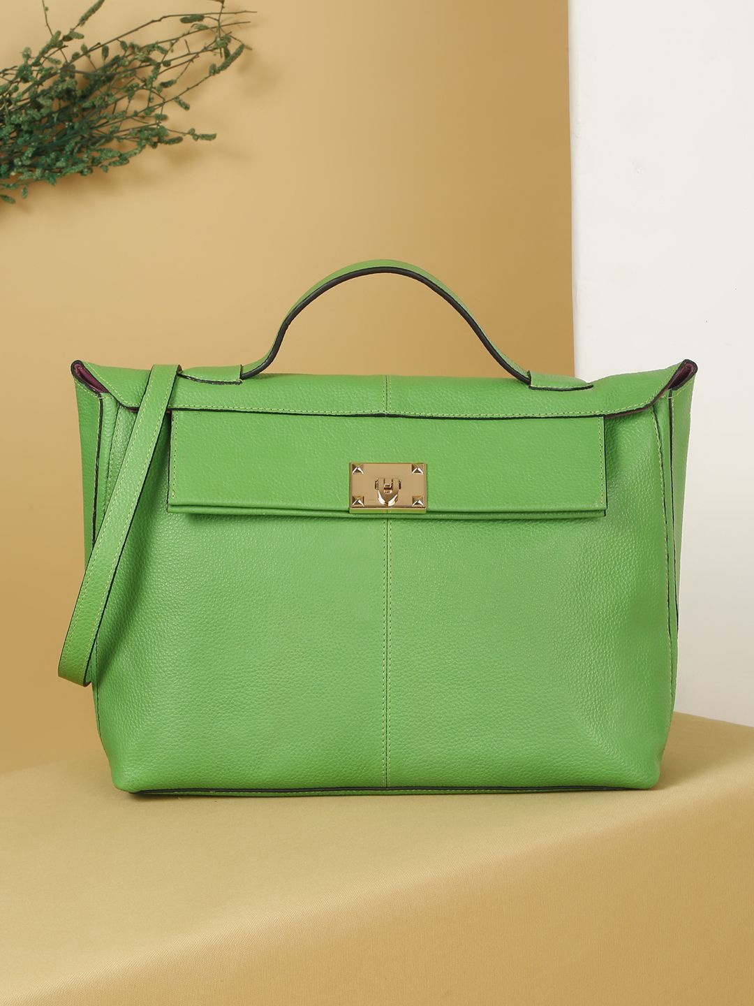 

HATS OFF ACCESSORIES Leather Structured Handheld Bag, Green