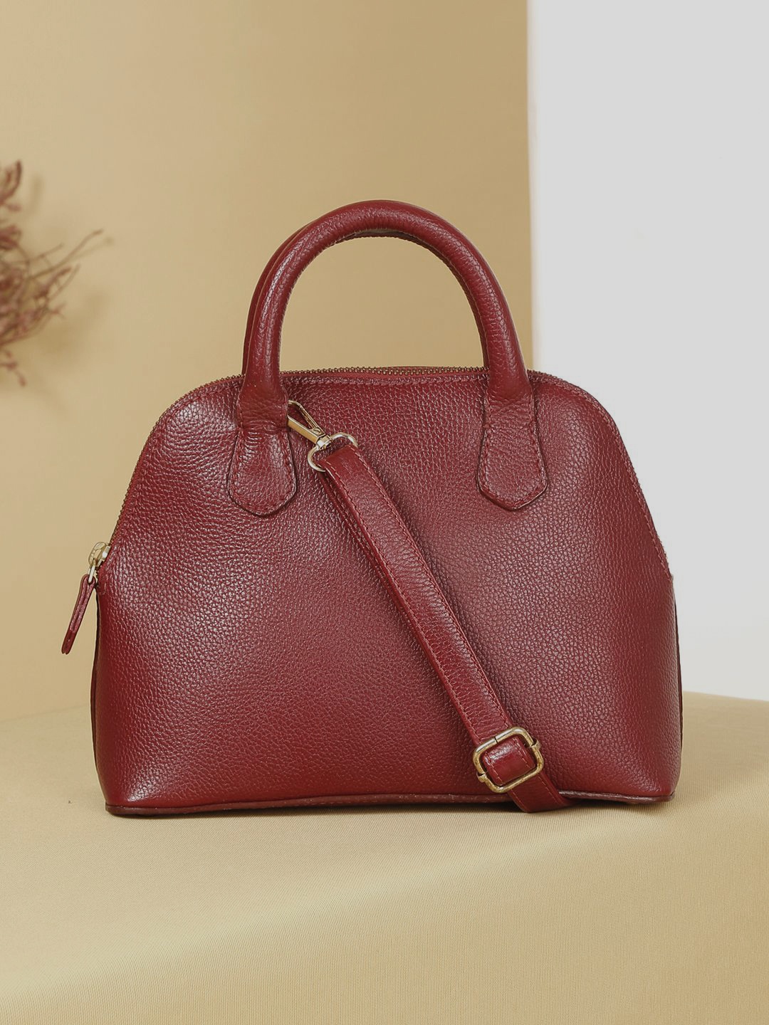 

HATS OFF ACCESSORIES Leather Structured Handheld Bag, Maroon