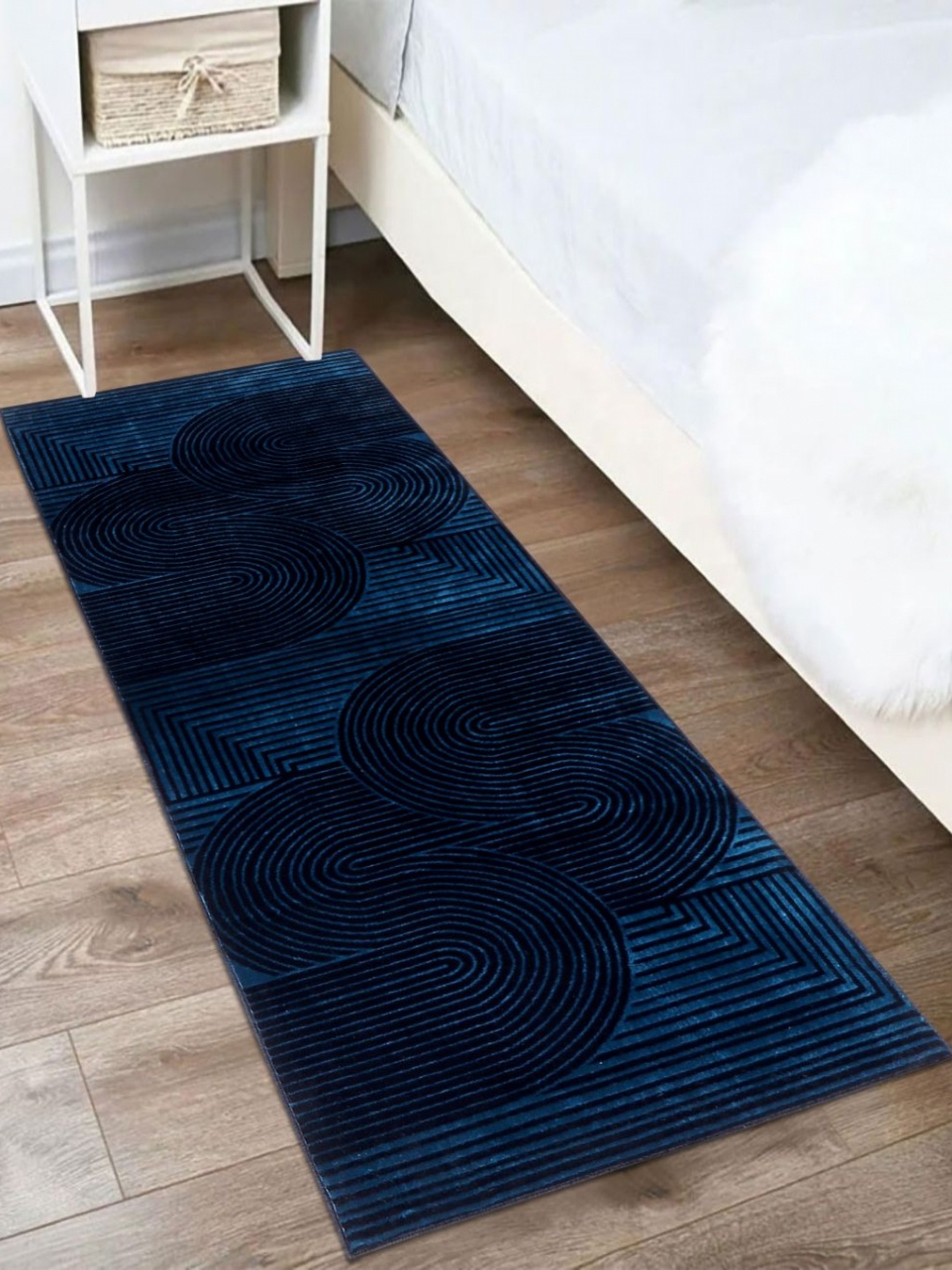 

MODEFE Blue Abstract Shaggy Anti-Skid Carpet