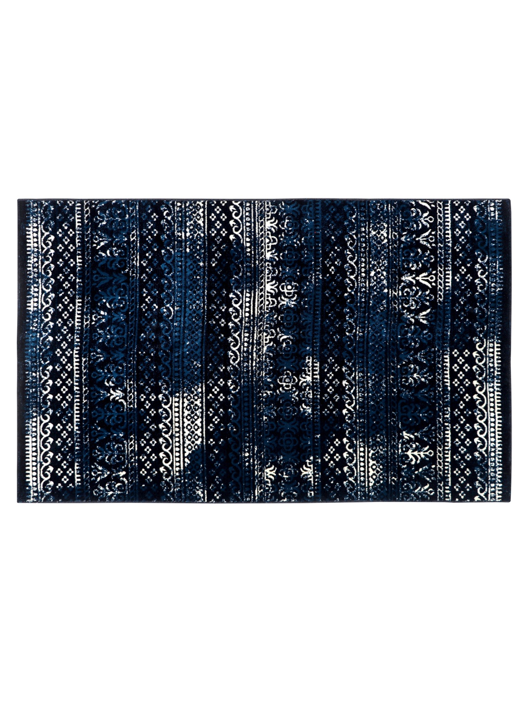 

MODEFE Blue & Black Abstract Anti-Skid Nylon Carpet