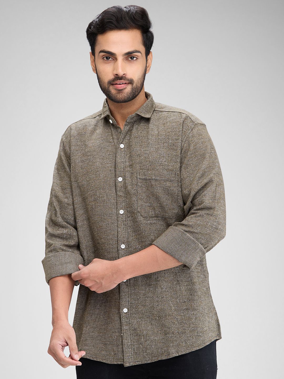 

Nick&Jess Men Classic Slim Fit Opaque Casual Shirt, Green
