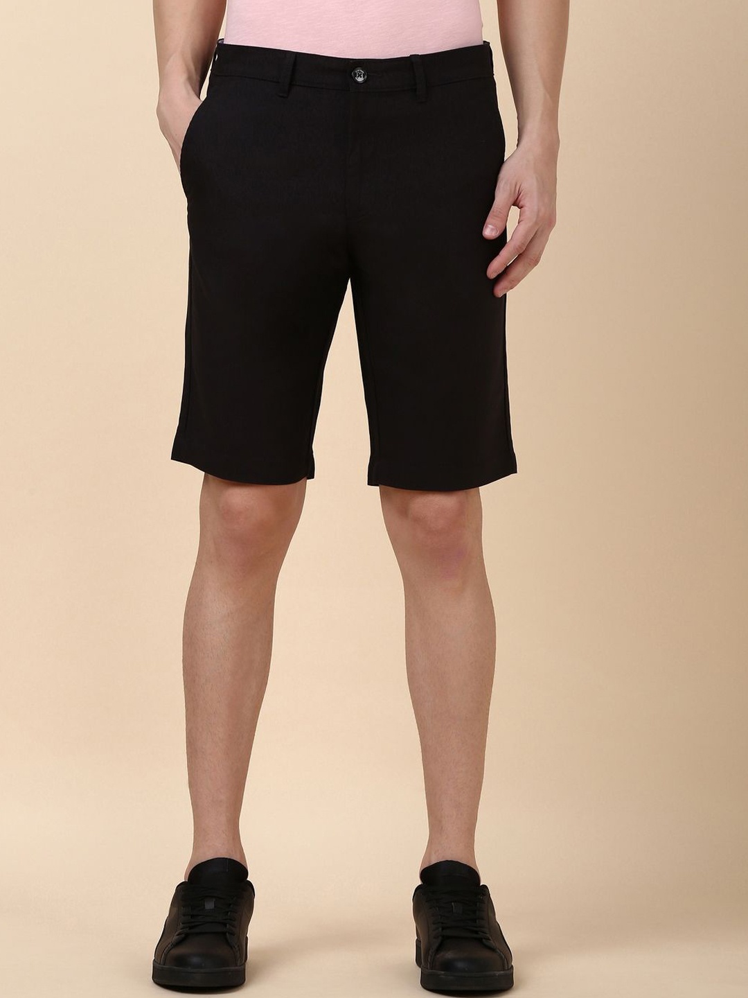 

Allen Solly Men Mid-Rise Cotton Slim Fit Shorts, Black