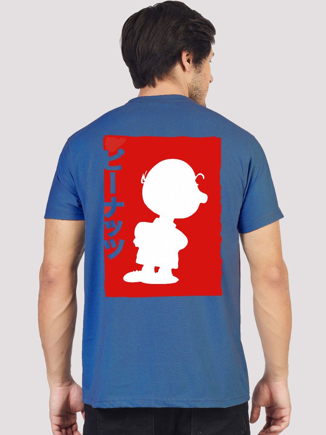 

Greylongg Men Round Neck Snoopy Printed T-shirt, Blue