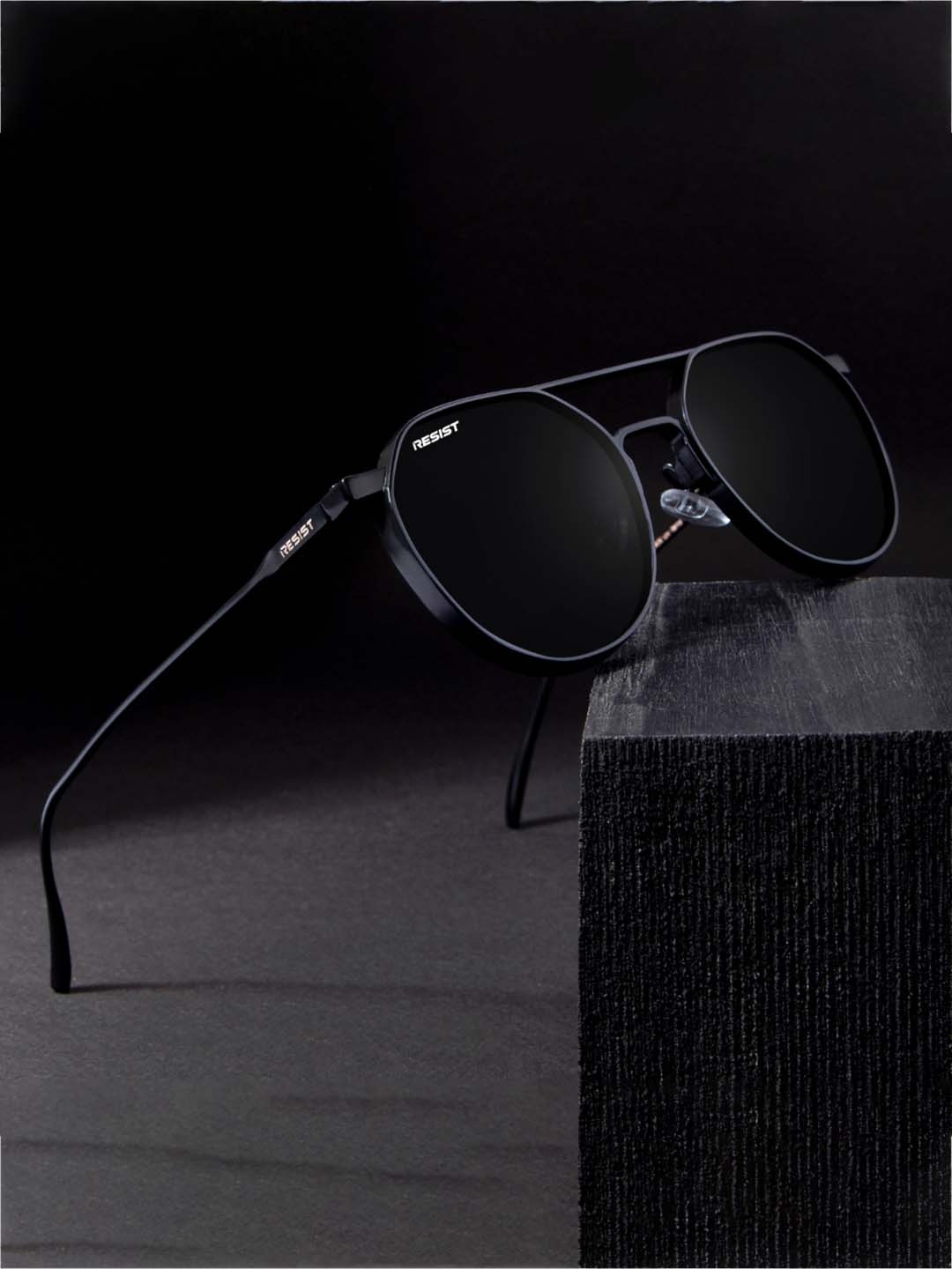 

RESIST EYEWEAR Unisex Round Sunglasses With UV Protected Lens-JOAN BF BLACK4, Black