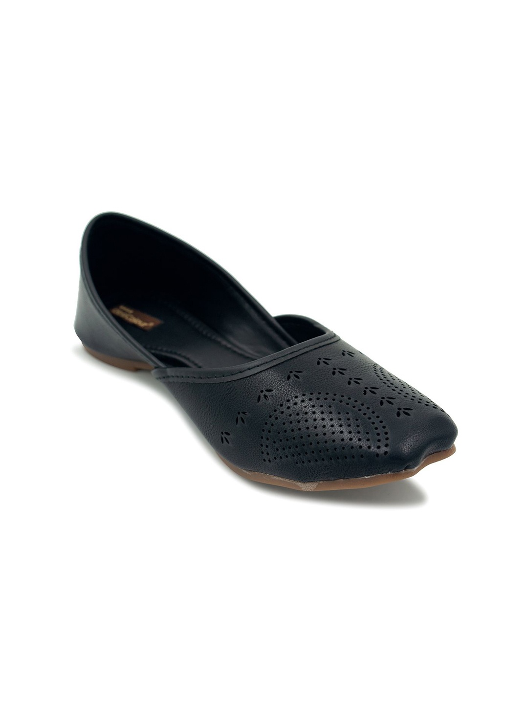 

DESI COLOUR Women Mojaris with Laser Cuts Flats, Black