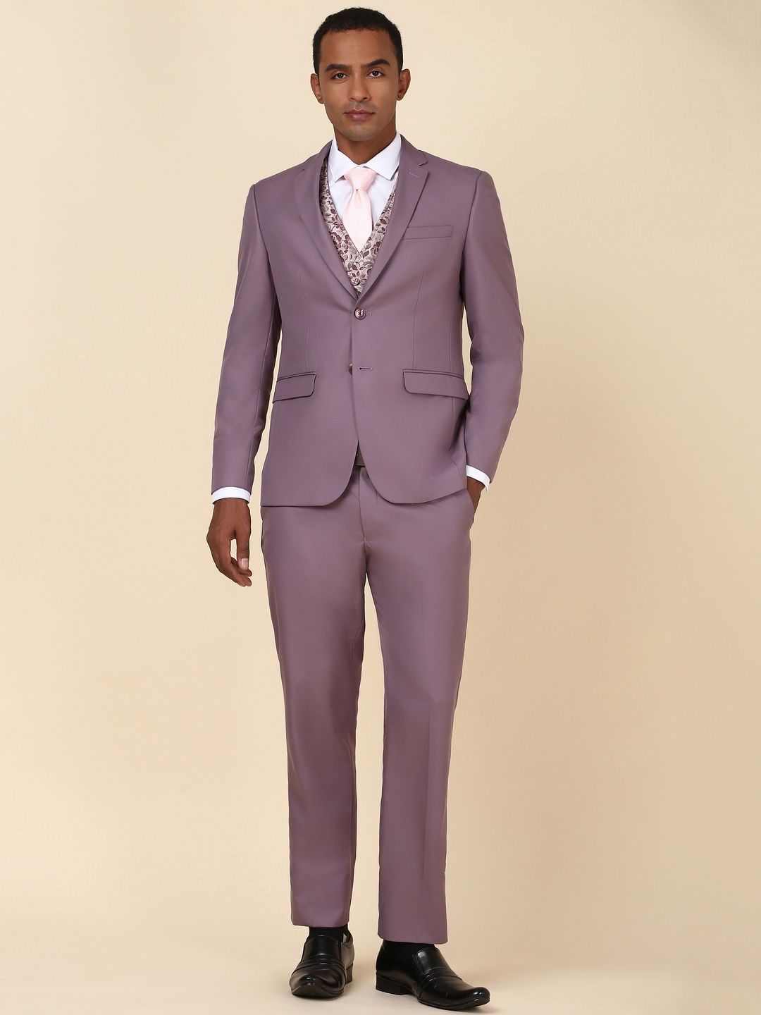 

Allen Solly Men Slim-Fit Single-Breasted Three Piece Suit, Purple