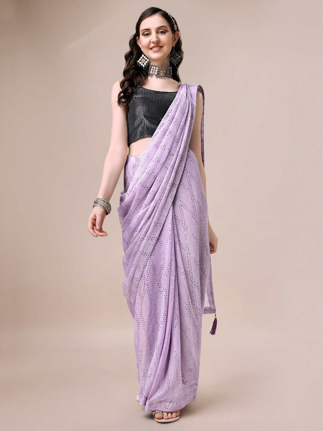

HERE&NOW Embellished Saree, Purple