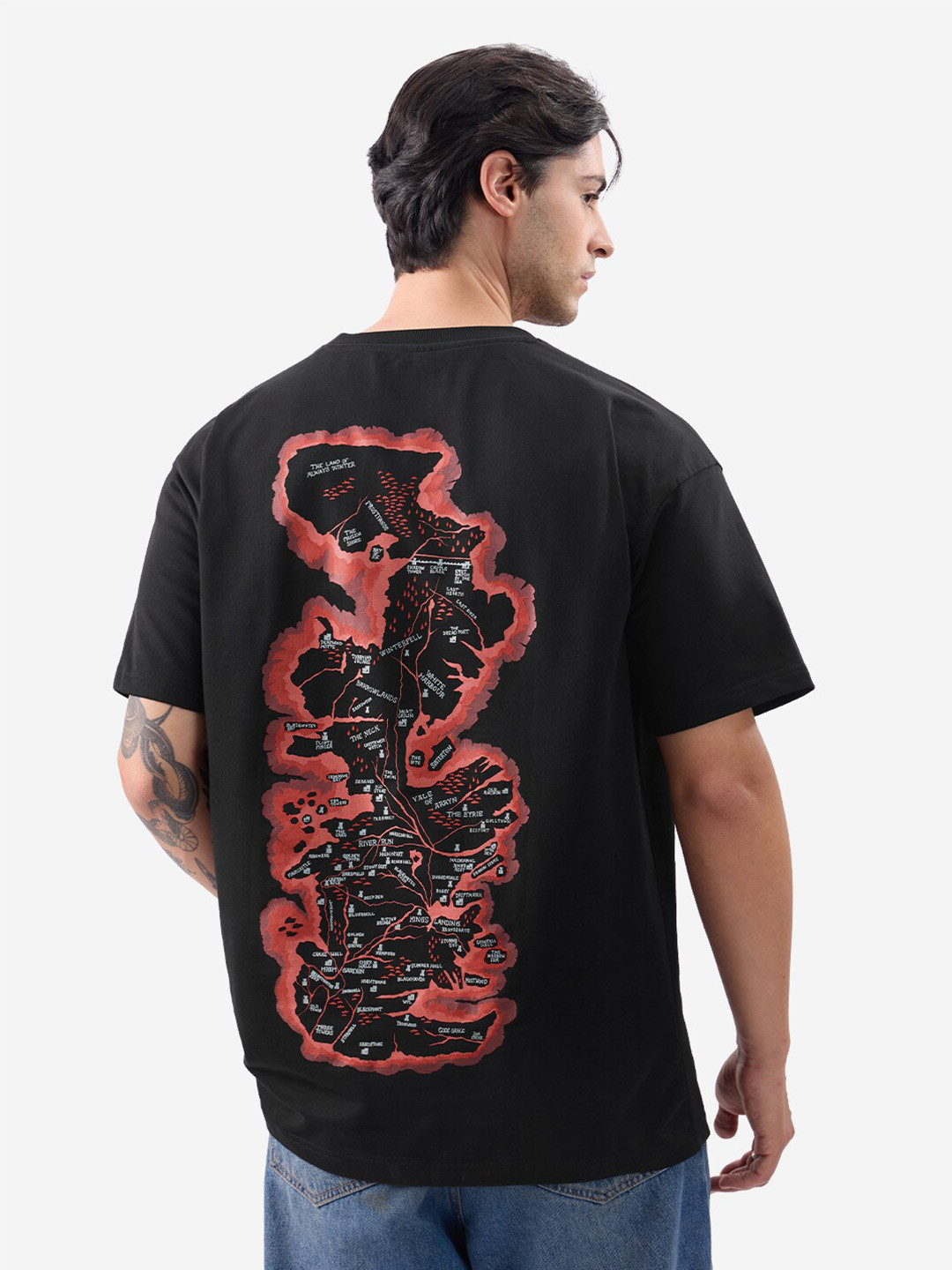 

The Souled Store Men Graphic Printed Round Neck Pure Cotton T-shirt, Black