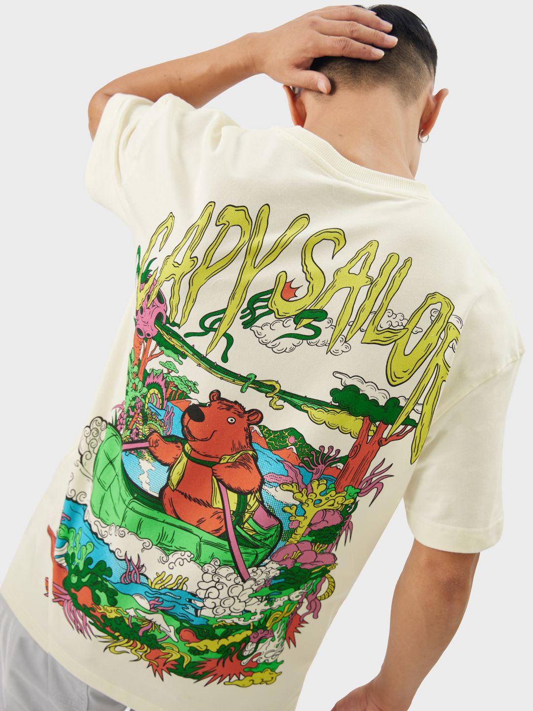 

The Souled Store Capisailor Men Graphic Printed Round Neck Pure Cotton Oversized T-shirt, White