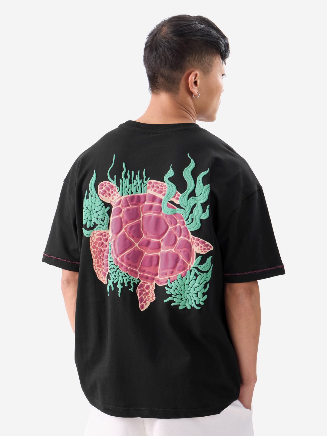 

The Souled Store Men Graphic Printed Round Neck Oure Cotton Oversized T-shirt, Black