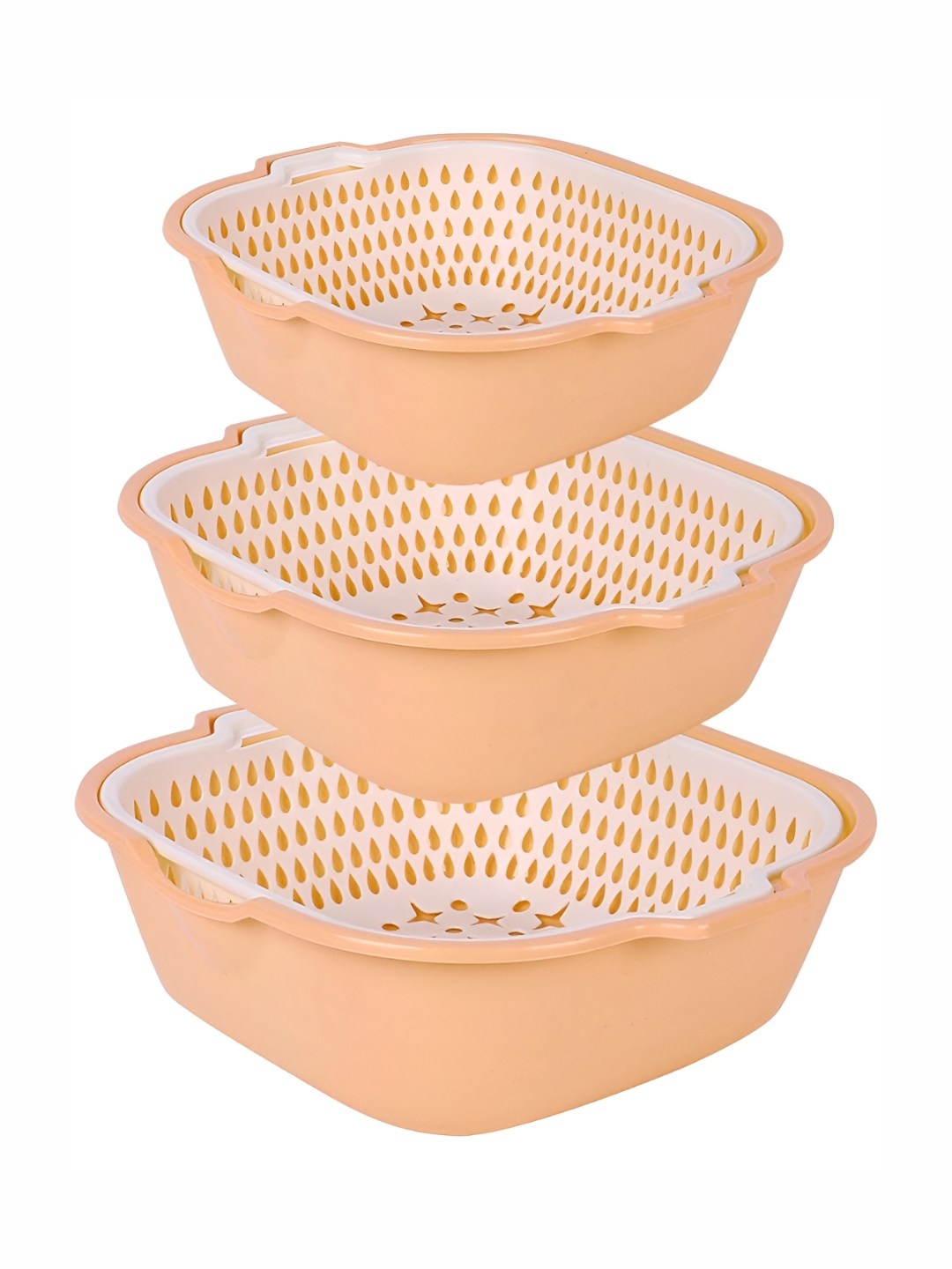 

P-Plus International 6 Pcs Plastic Food Strainer & Vegetable Basket, Orange
