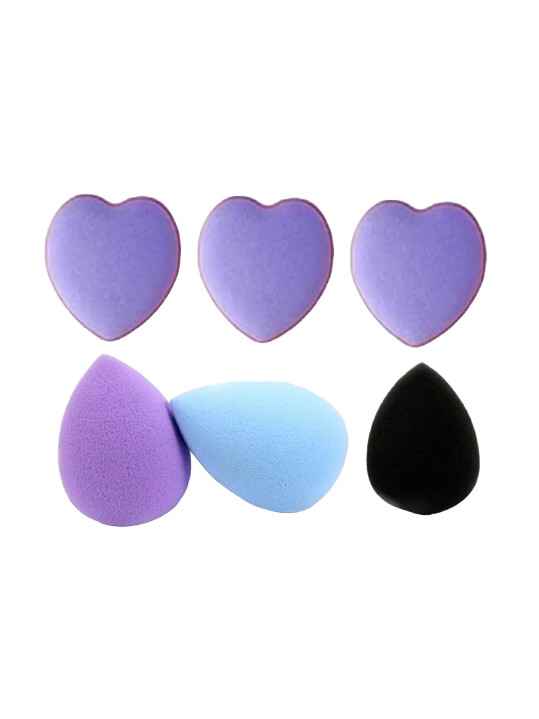 

Facejewel Set Of 3 Mini Heart Puff With Set Of 3 Mini Sponge, Purple