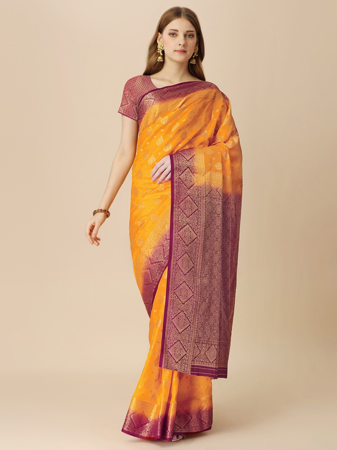 

HERE&NOW Zari Woven Design Saree, Yellow