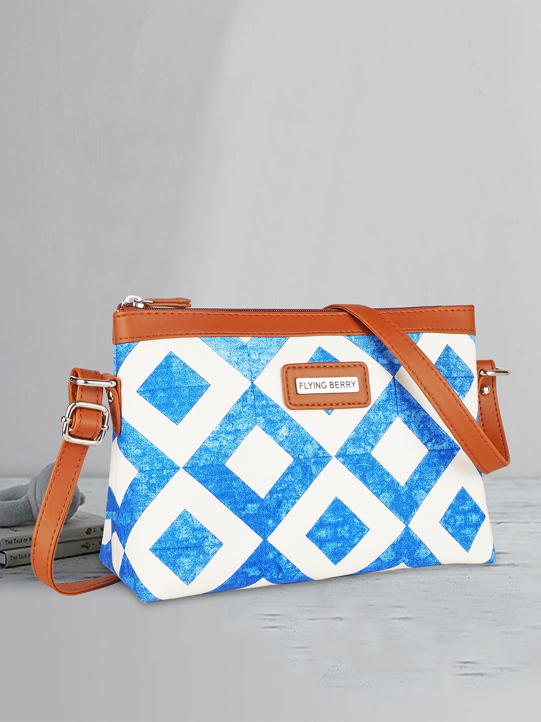 

FLYING BERRY Printed Structured Sling Bag, Blue