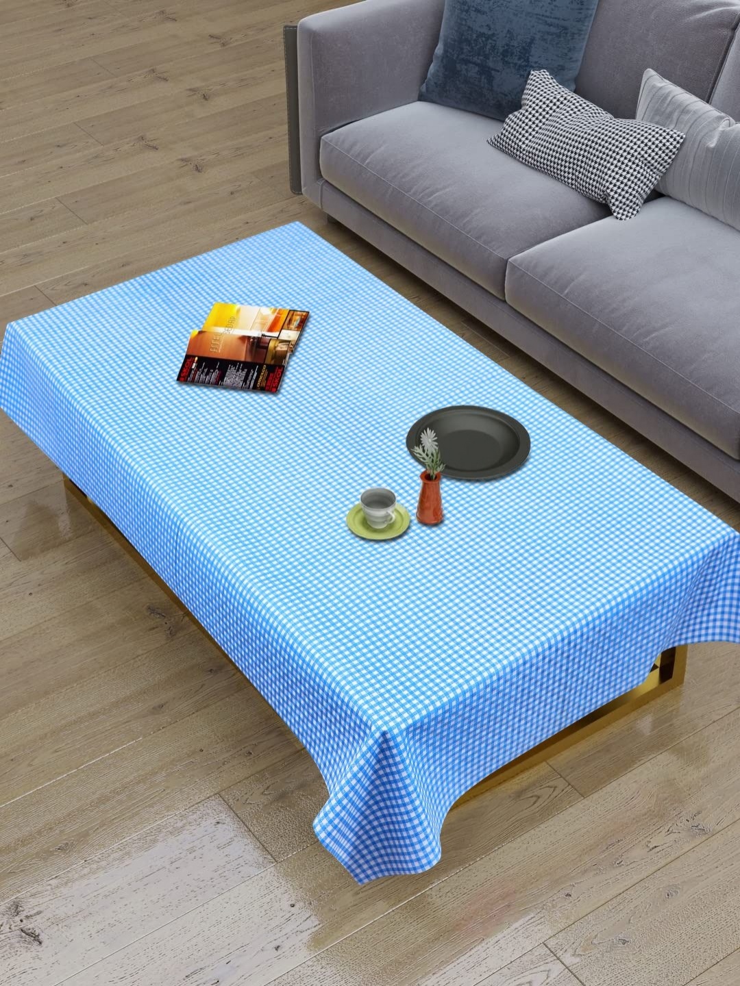 

Dakshya Industries Blue & White Geometric Printed Waterproof 4-Seater Table Cover
