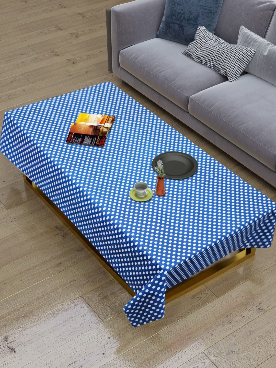 

Dakshya Industries Blue & White Geometric Printed Waterproof 4-Seater Table Cover