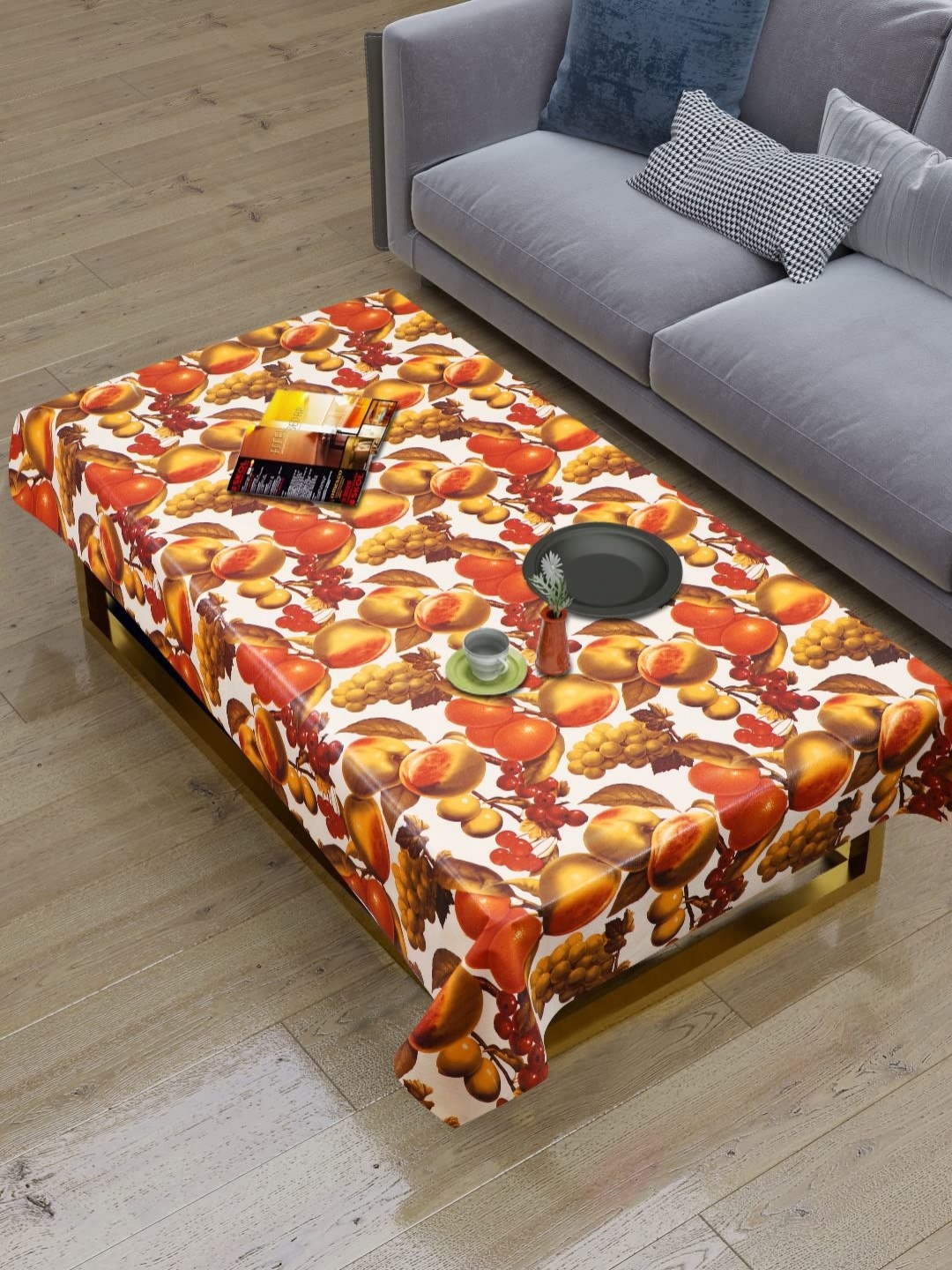 

Dakshya Industries Brown & Yellow Printed Rectangle Shaped Waterproof 4-Seater Table Cover